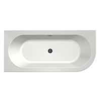 Half-vrijstaand bad Xenz Charley | 165x76 cm | Links | Incl.Badafvoer-Zwart mat | Sleuf overloop | Acryl | Mat wit - thumbnail