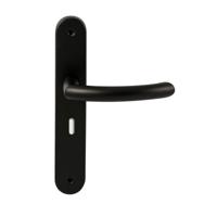 Hardbrass Deurkruk Helsinki op ovaal langschild sleutelgat 56mm - zwart - thumbnail