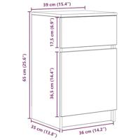 Nachtkastjes 2 st 39x35x65 cm bewerkt hout oud houtkleurig - thumbnail