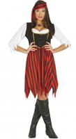 Piratenjurk Dames Zwart-Rood Malley - thumbnail