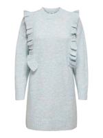 JACQUELINE DE YONG gebreide jurk JDYZIZA met volant lichtblauw - thumbnail