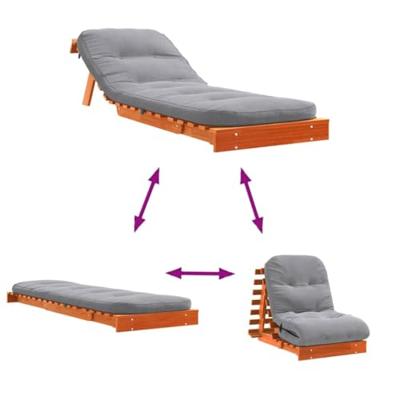 Futon slaapbank met matras 70x206x11 cm grenenhout wasbruin