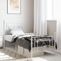Bedframe met hoofd- en voeteneinde metaal wit 75x190 cm - thumbnail