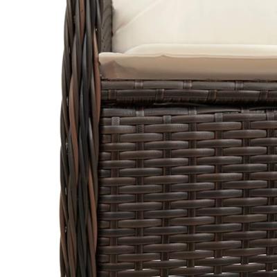 Tuinstoel verstelbaar met kussens poly rattan bruin Tuinstoel verstelbaar met kussens poly rattan bruin