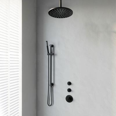 Thermostatisch Inbouwdoucheset Brauer Black 30cm Hoofddouche Plafondarm Staafhanddouche op Glijstang Mat Zwart