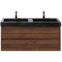 Dante Badmeubelset 120 cm - Walnoot - Wastafel Hardsteen Wit Lucca Dubbel - thumbnail
