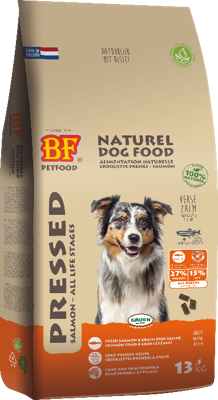 BF Petfood met zalm graanvrij geperst hondenvoer 13,5 kg