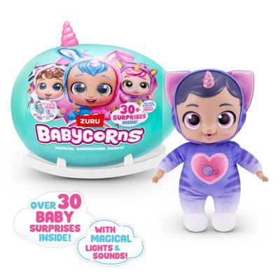 Zuru babycorn rainbocorn pluche knuffel + licht en geluid