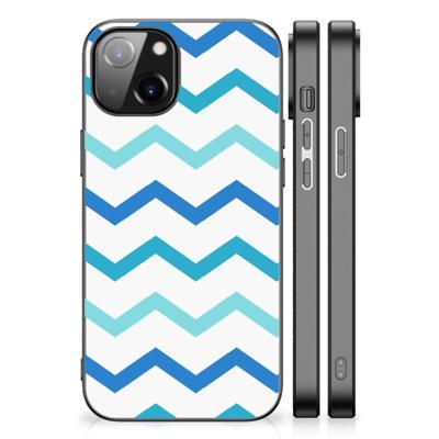 Apple iPhone 13 | iPhone 14 Back Case Zigzag Blauw Apple iPhone 13 | iPhone 14 Back Case Zigzag Blauw
