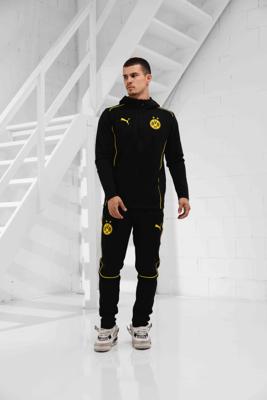 Borussia Dortmund Casuals Hooded Trainingspak Senior 2024/2025 - Maat M - Kleur: ZwartGeel | Soccerfanshop