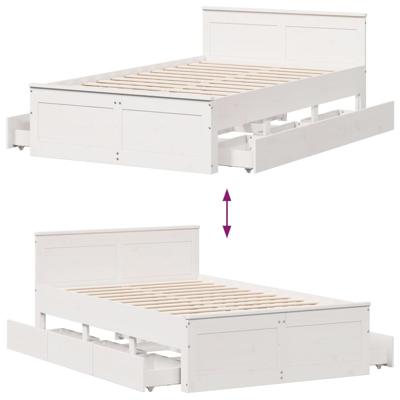 Bedframe zonder matras met hoofdbord grenenhout wit 150x200 cm