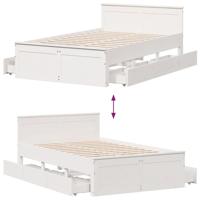 Bedframe zonder matras met hoofdbord grenenhout wit 150x200 cm - thumbnail