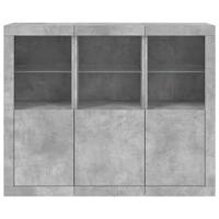 Dressoirs met LED-verlichting 3 st bewerkt hout betongrijs - thumbnail