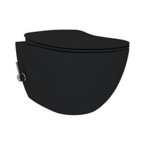 Creavit Hangend Toiletset - 35.3x51cm - Bidetsproeier warm/koud - spoelrandloos - met zitting - mat zwart SW1152759/SW1152725 - thumbnail