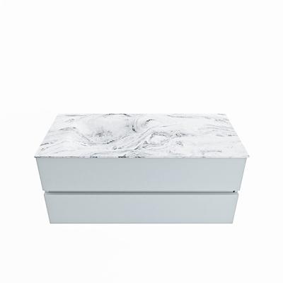 MONDIAZ VICA-DLUX 110cm badmeubel onderkast Clay 2 lades. Inbouw wastafel CLOUD links zonder kraangat, kleur Glace.