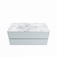 MONDIAZ VICA-DLUX 110cm badmeubel onderkast Clay 2 lades. Inbouw wastafel CLOUD links zonder kraangat, kleur Glace. - thumbnail