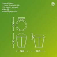 Wandlamp Philips sunera Zwart 25 W Aluminium E27 - thumbnail