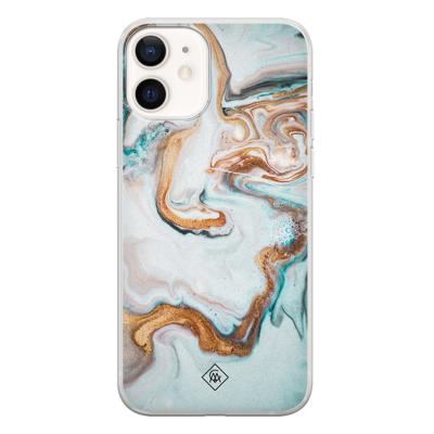 iPhone 12 siliconen hoesje - Marmer blauw goud