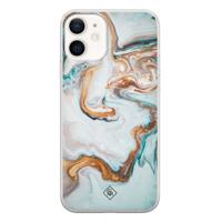 iPhone 12 siliconen hoesje - Marmer blauw goud - thumbnail