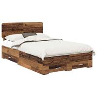 Bedframe met hoofdeinde Oudhout 120 x 190 cm Bewerkt hout - thumbnail