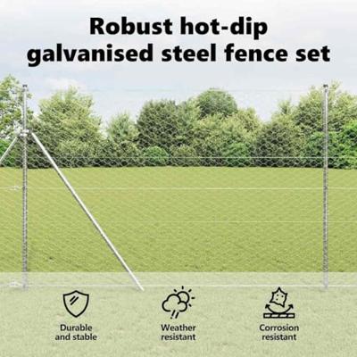 VidaXL Afrasteringspaal zilver 10 x 1,5 m (50 mm gaas) staal VidaXL Afrasteringspaal zilver 10 x 1,5 m (50 mm gaas) staal