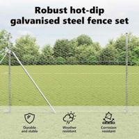 VidaXL Afrasteringspaal zilver 10 x 1,5 m (50 mm gaas) staal - thumbnail