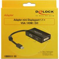 Delock 62631 DisplayPort / VGA / HDMI / DVI Adapter [1x Mini-DisplayPort stekker - 1x VGA-bus, HDMI-bus, DVI-bus 24+1-polig] Zwart Met Ferrietkern 16.00 cm - thumbnail