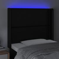 Hoofdbord LED 83x16x118/128 cm kunstleer zwart - thumbnail