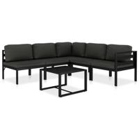 6-delige Loungeset met kussens aluminium antraciet - thumbnail