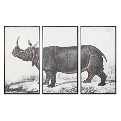 Schilderij DKD Home Decor Koloniaal Neushoorn (180 x 4 x 120 cm)