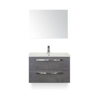 Seville Badmeubelset 80 cm - Beton Antraciet - Keramische Wastafel Wit Enjoy - met Spiegel - thumbnail