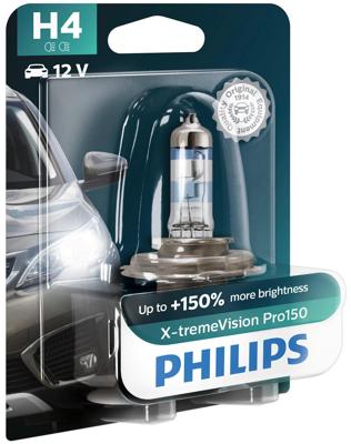Philips reservelamp auto H4 X tremeVision Pro150 55/60W glas