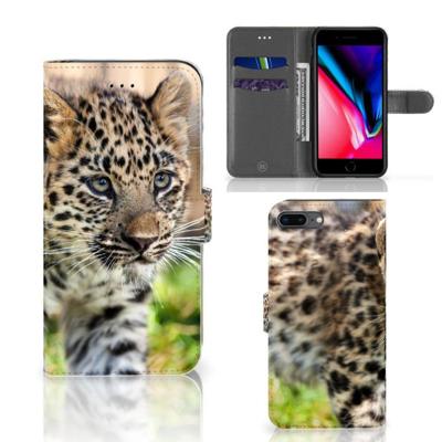 Apple iPhone 7 Plus | 8 Plus | Telefoonhoesje | Met pasjeshouder | Baby Luipaard