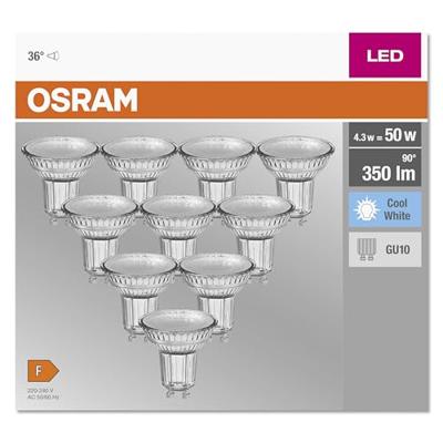 OSRAM HOMELIGHTING 4058075036703 LED-lamp Energielabel F (A - G) GU10 Reflector 4.3 W = 50 W Neutraalwit (Ø x h) 50 mm x 50 mm 10 stuk(s) OSRAM HOMELIGHTING 4058075036703 LED-lamp Energielabel F (A - G) GU10 Reflector 4.3 W = 50 W Neutraalwit (Ø x h) 50 mm x 50 mm 10 stuk(s)
