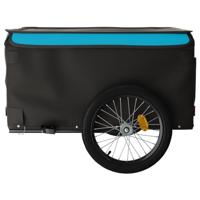 VidaXL Fietstrailer 45 kg ijzer zwart en blauw - thumbnail