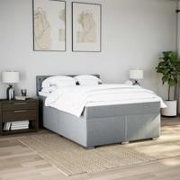 Boxspring met matras stof lichtgrijs 140x190 cm - thumbnail