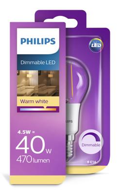 Philips LED kogel E14 5W Filament Blister 5101520 Philips LED kogel E14 5W Filament Blister 5101520