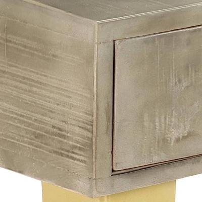 Wandtafel 110x35x76 cm massief mangohout met messing grijs