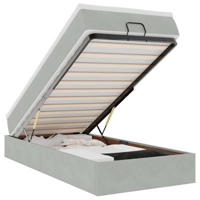Ottoman bed met matras 90x190cm fluweel lichtgrijs