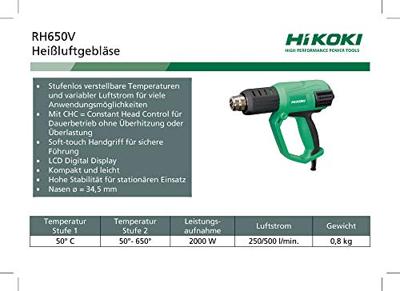 HiKOKI heteluchtpistool - RH650VLAZ - 2000W - LCD display - in koffer - thumbnail