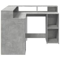 Bureau met LED-verlichting 130x130x91 cm hout betongrijs - thumbnail