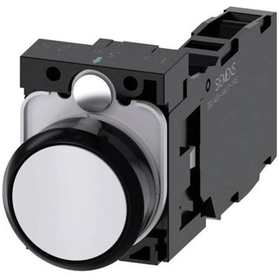 Siemens 3SU11000AB601FA0 3SU1100-0AB60-1FA0 Druktoets Kunststof frontring, Rond Knop Zwart, Wit 1 stuk(s)