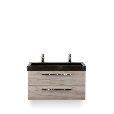 Seville Badmeubelset 100 cm - Craft Oak - Wastafel Lucca 2 kraangaten