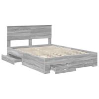 Bedframe met hoofdeinde Grijs Sonoma 135 x 190 cm Bewerkt hout - thumbnail