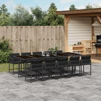 11-delige Tuinset met kussens poly rattan zwart - thumbnail
