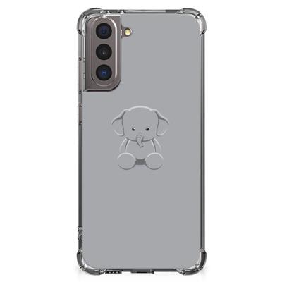 Samsung Galaxy S21 Stevig Bumper Hoesje Grijs Baby Olifant Samsung Galaxy S21 Stevig Bumper Hoesje Grijs Baby Olifant