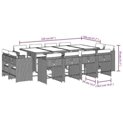 13-delige Tuinset met kussens poly rattan grijs