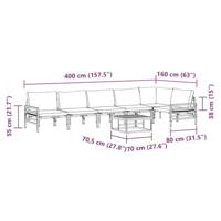 Tuinbankenset met kussen 7 pcs Zwart Staal - thumbnail