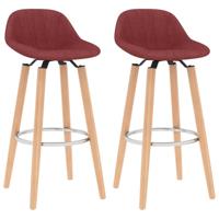 vidaXL Barkrukken 2 st stof wijnrood - thumbnail