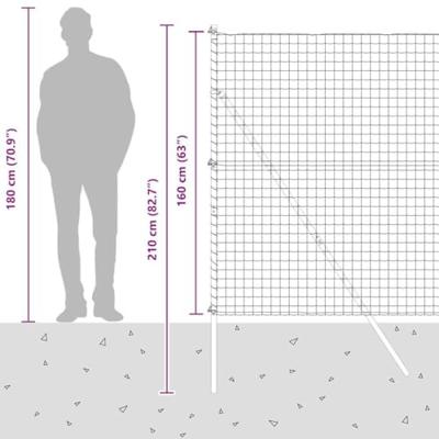 VidaXL Hek met paal grijs 1,6 x 10 m staal en pvc